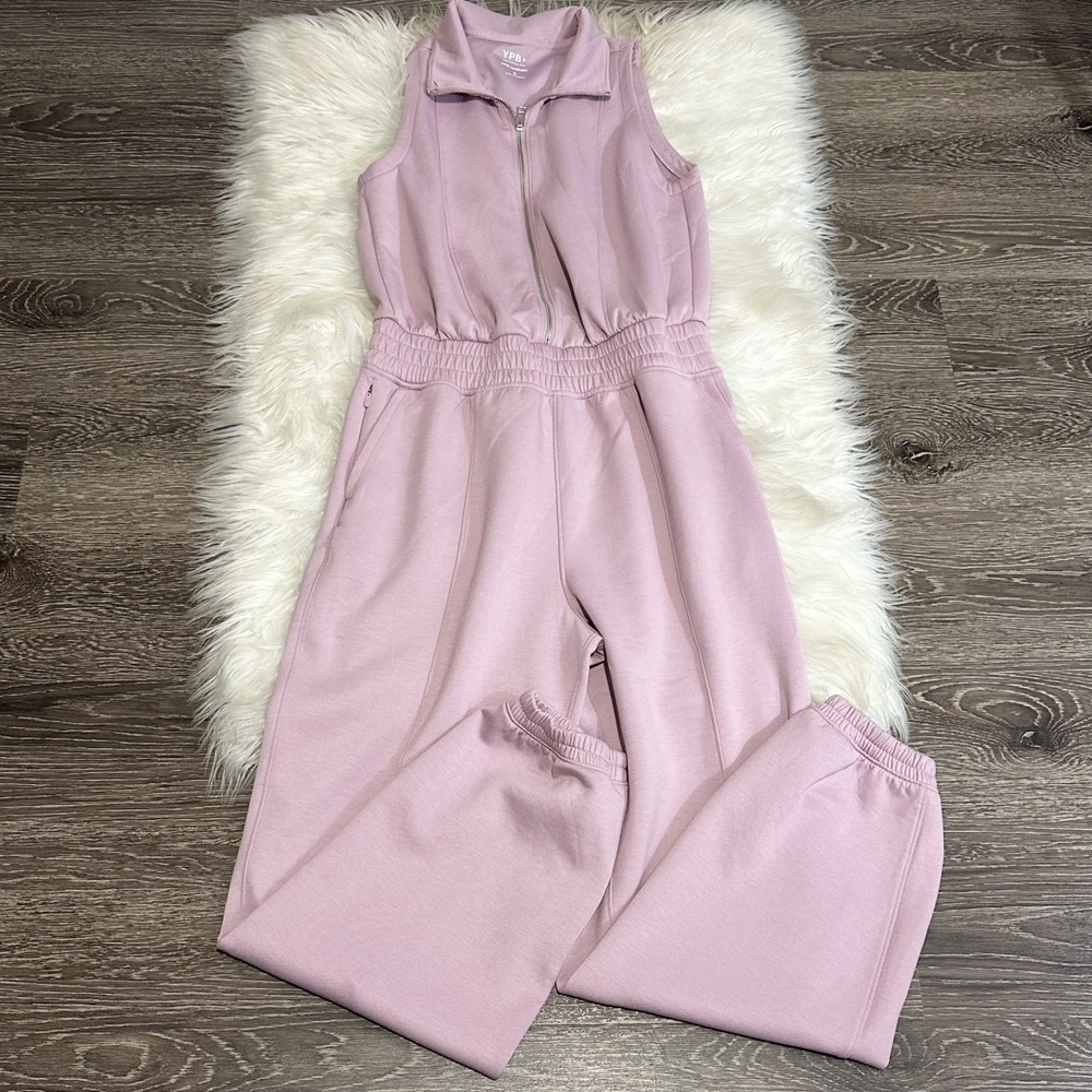 YPB Abercrombie‎ Womens NeoKnit Jumpsuit 1/4 Zip Collar Size Small Lavender